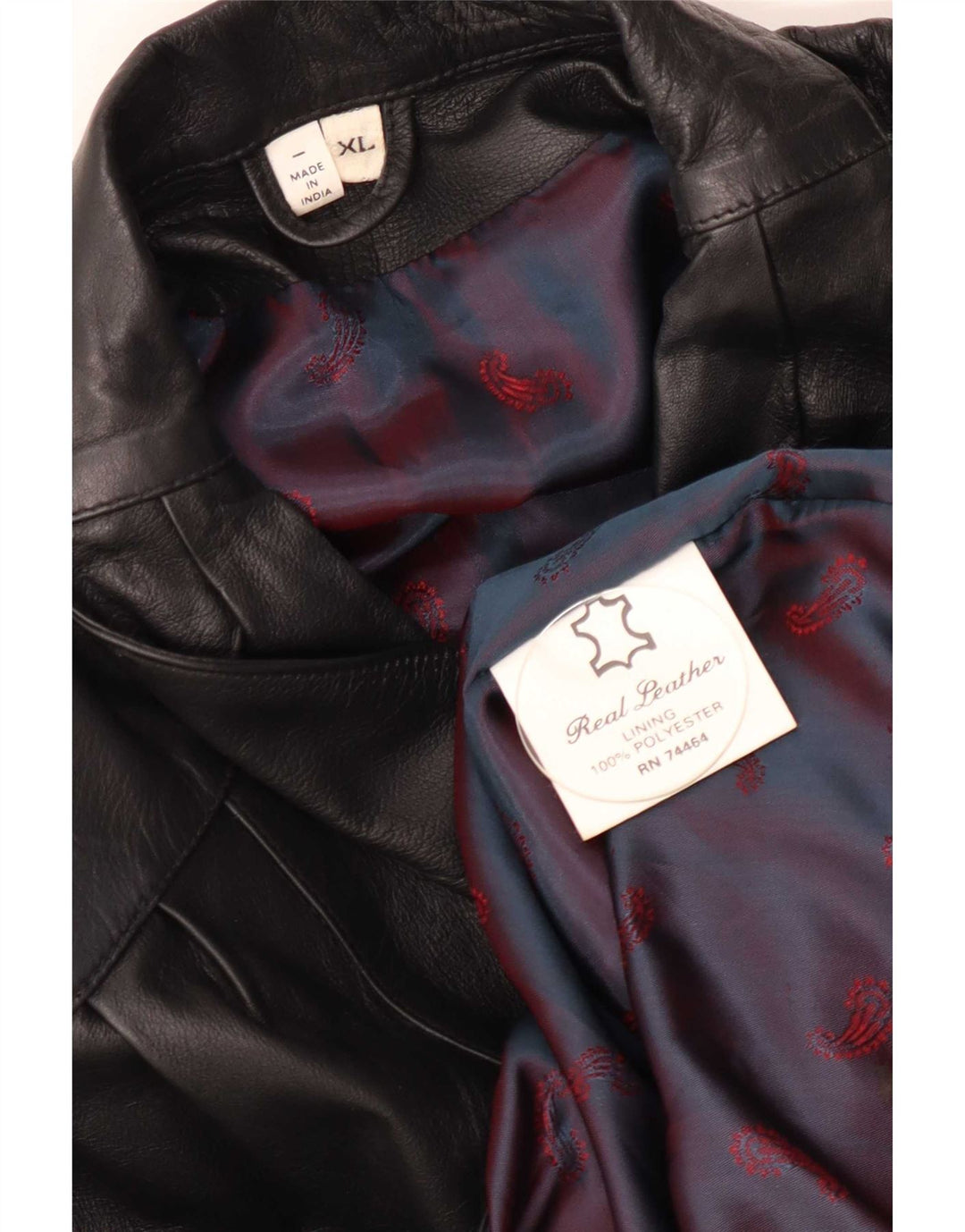 Casaco de couro feminino vintage UK 18 XL preto