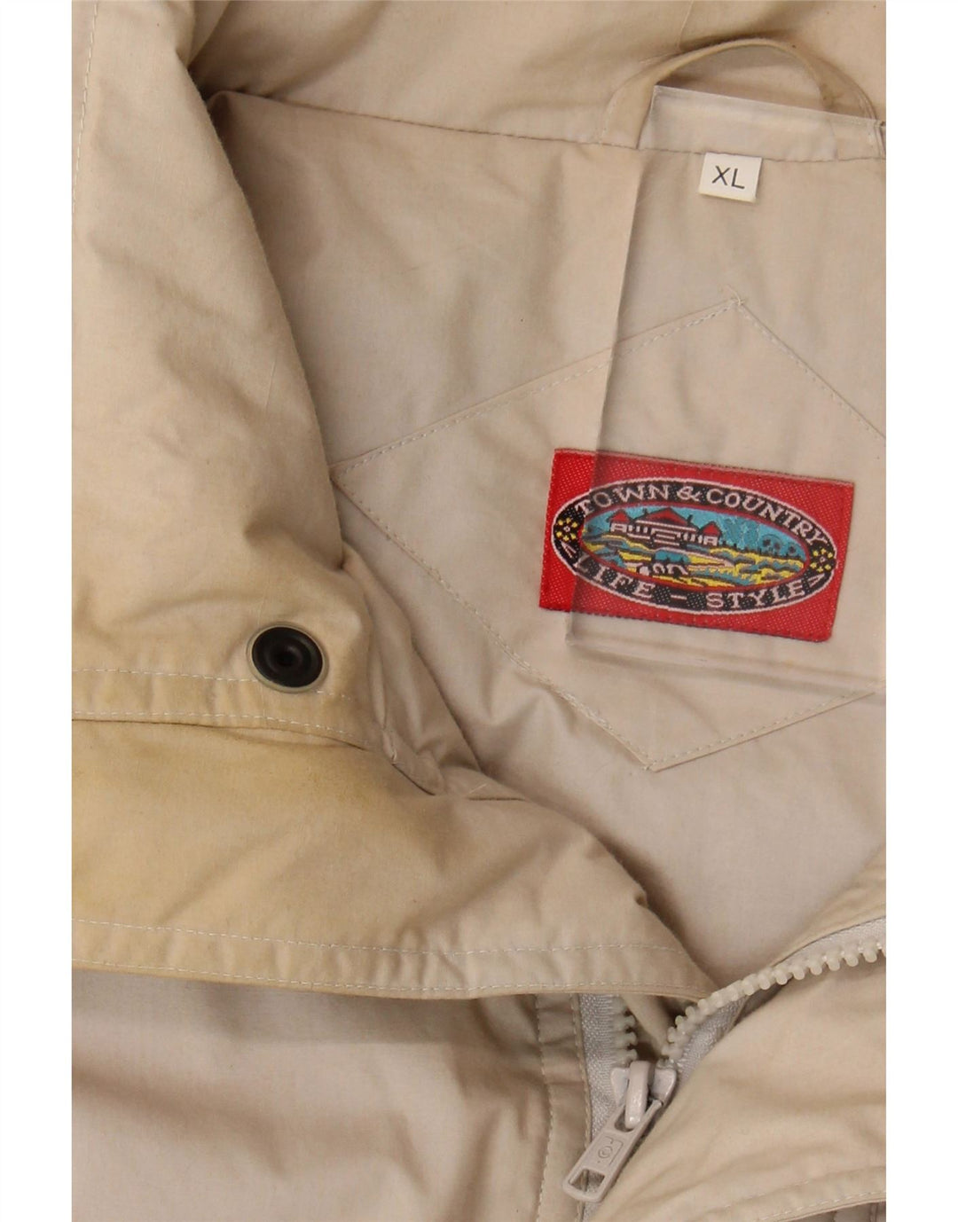 Casaco acolchoado masculino vintage UK 42 XL bege