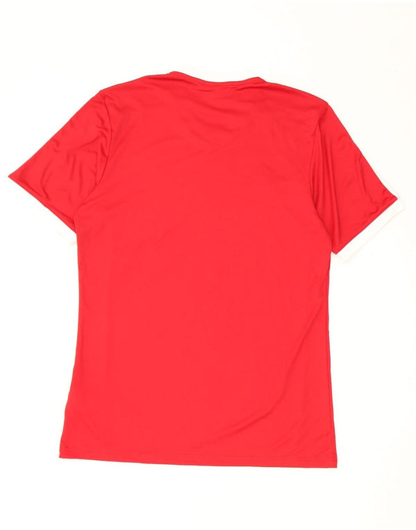 Adidas Mens Climalite Camiseta Top Médio Vermelho Colorblock Poliéster