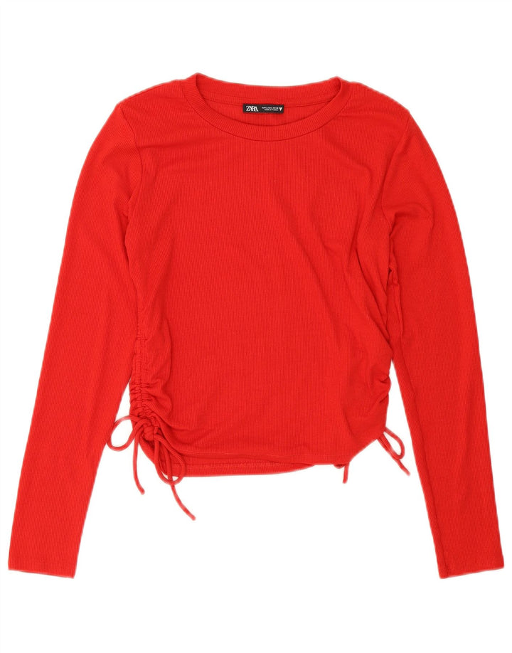 Zara Womens Crop Top Manga Longa Reino Unido 14 Grande Vermelho