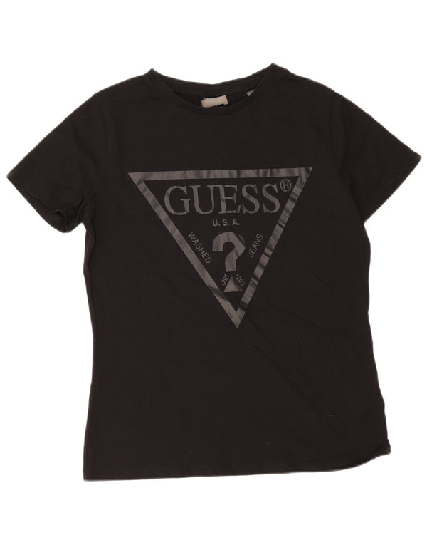 Camiseta feminina Guess com estampa gráfica UK 12 algodão preto médio