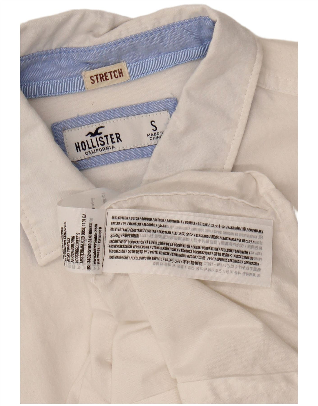 Camisa feminina HOLLISTER UK 10 pequena algodão branco