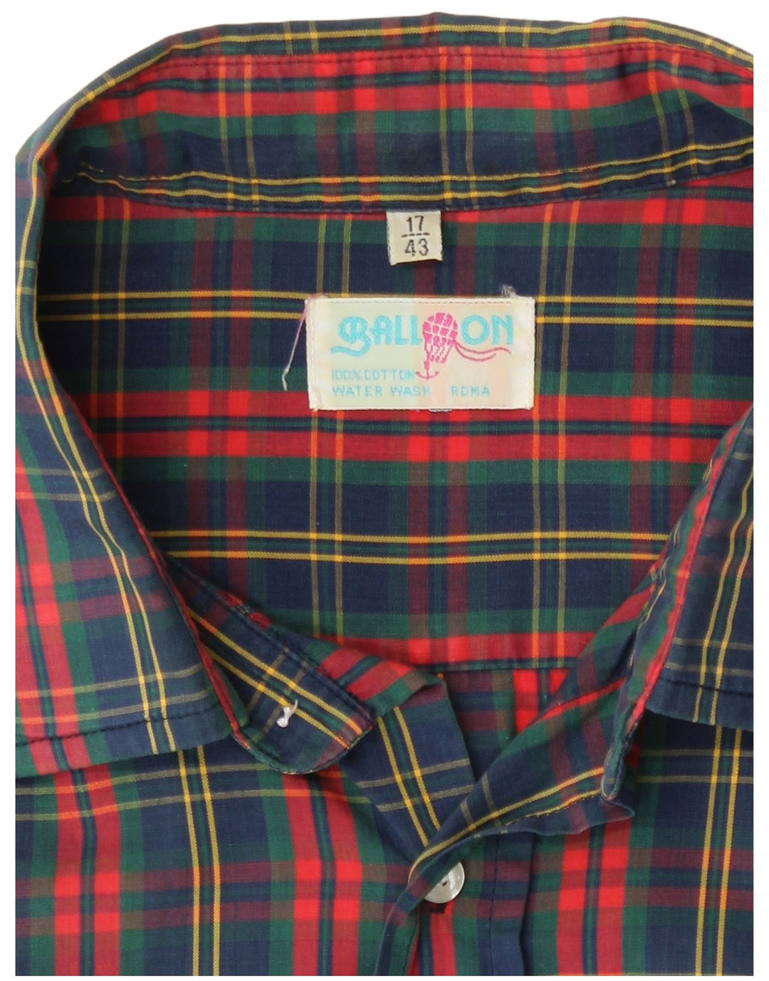 Camisa masculina balão tamanho 17 43 XL algodão xadrez multicolorido