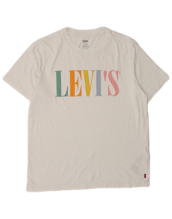 Camiseta Feminina Levi's Relaxed Fit Graphic UK 10 Pequeno Algodão Branco