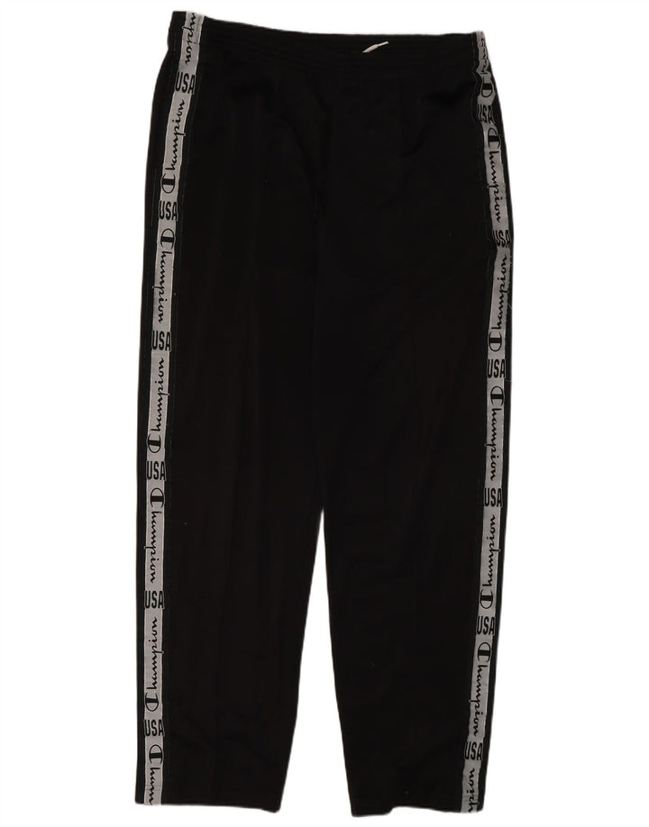 Calça esportiva masculina Champion com estampa gráfica grande em poliéster colorido preto