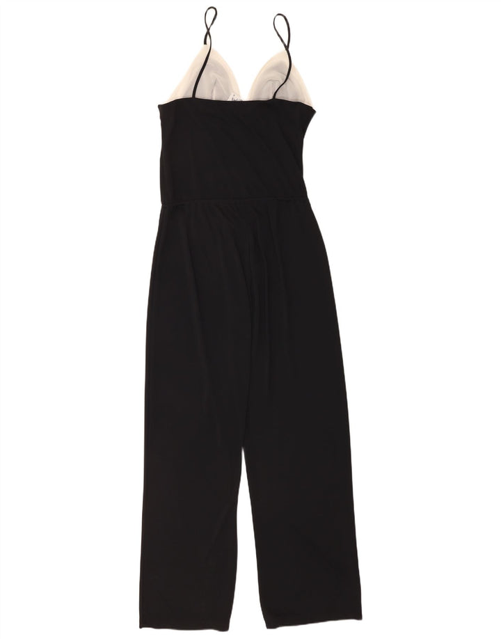 Macacão feminino vintage UK 10 pequeno poliéster colorblock preto