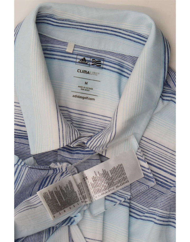 Camiseta Polo Masculina Adidas Climalite Azul Médio Listrada em Poliéster