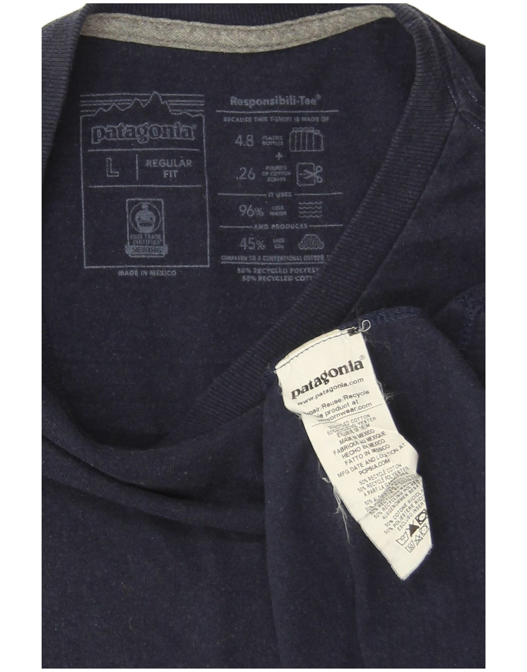 Top gráfico masculino PATAGONIA regular fit manga comprida grande algodão azul marinho