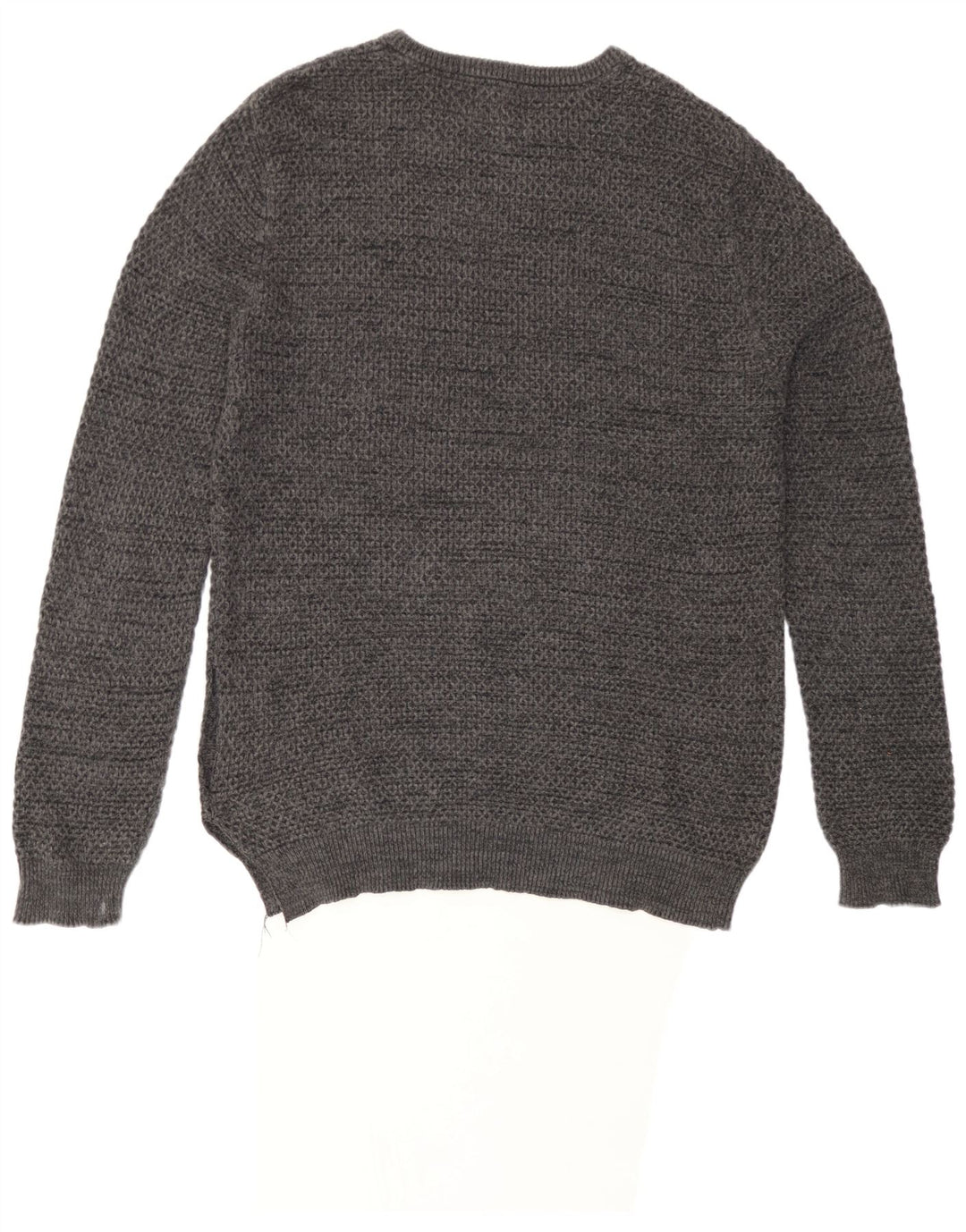 Suéter masculino Marks & Spencer com gola redonda, grande algodão manchado cinza