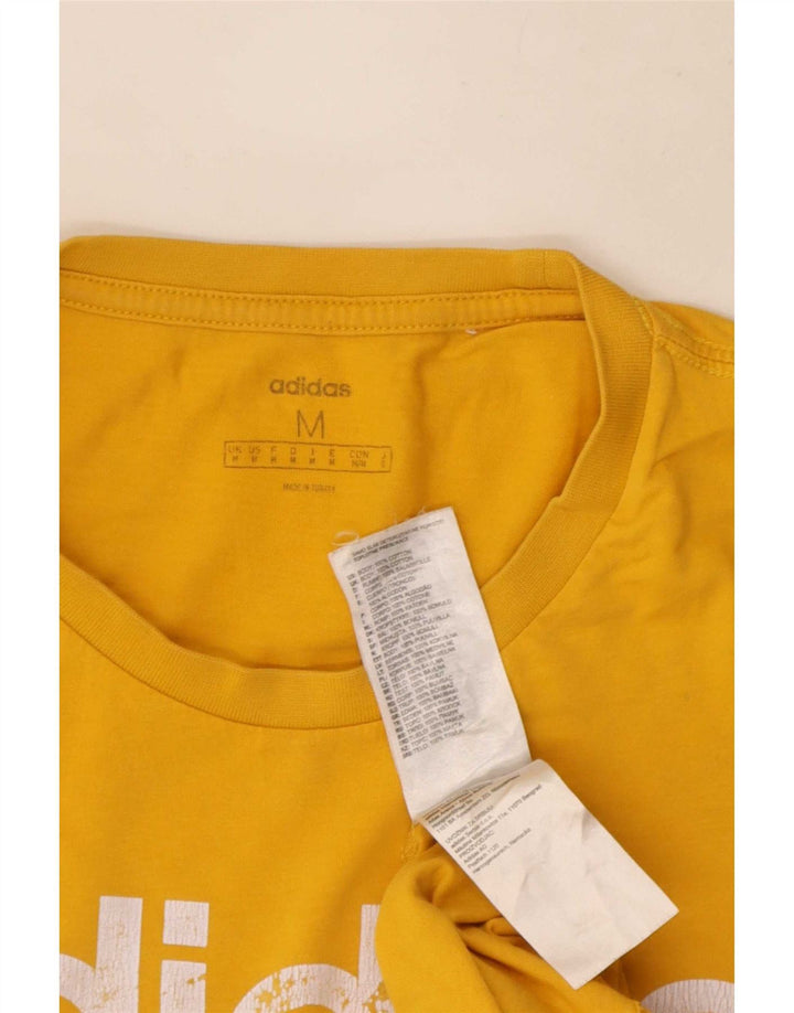 Adidas Mens Graphic T-Shirt Top Médio Algodão Amarelo