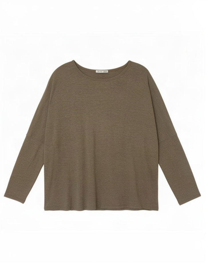 Zara Womens Oversized Top Manga Longa Reino Unido 10 Pequeno Caqui