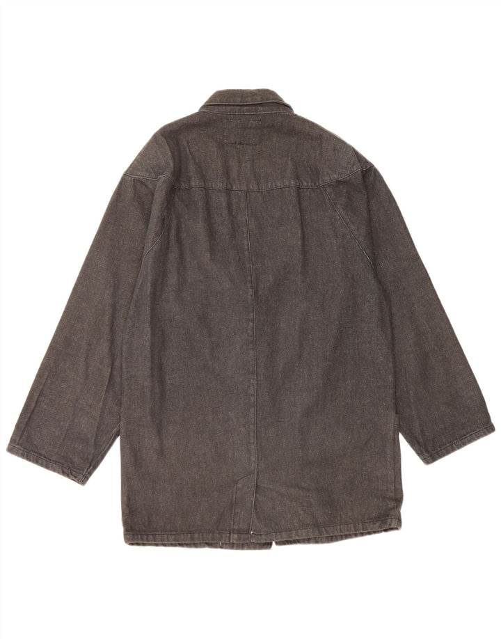 Casaco jeans feminino vintage de grandes dimensões Reino Unido 14 algodão preto médio