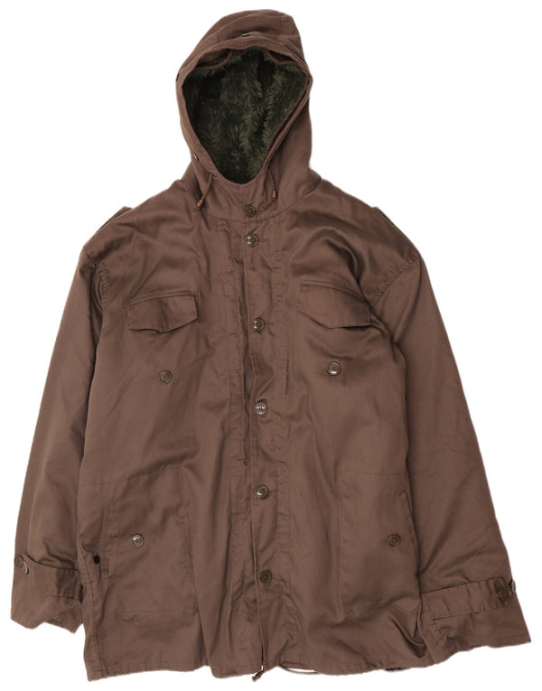 Jaqueta masculina vintage militar com capuz Sherpa Parka IT 62 3XL cáqui