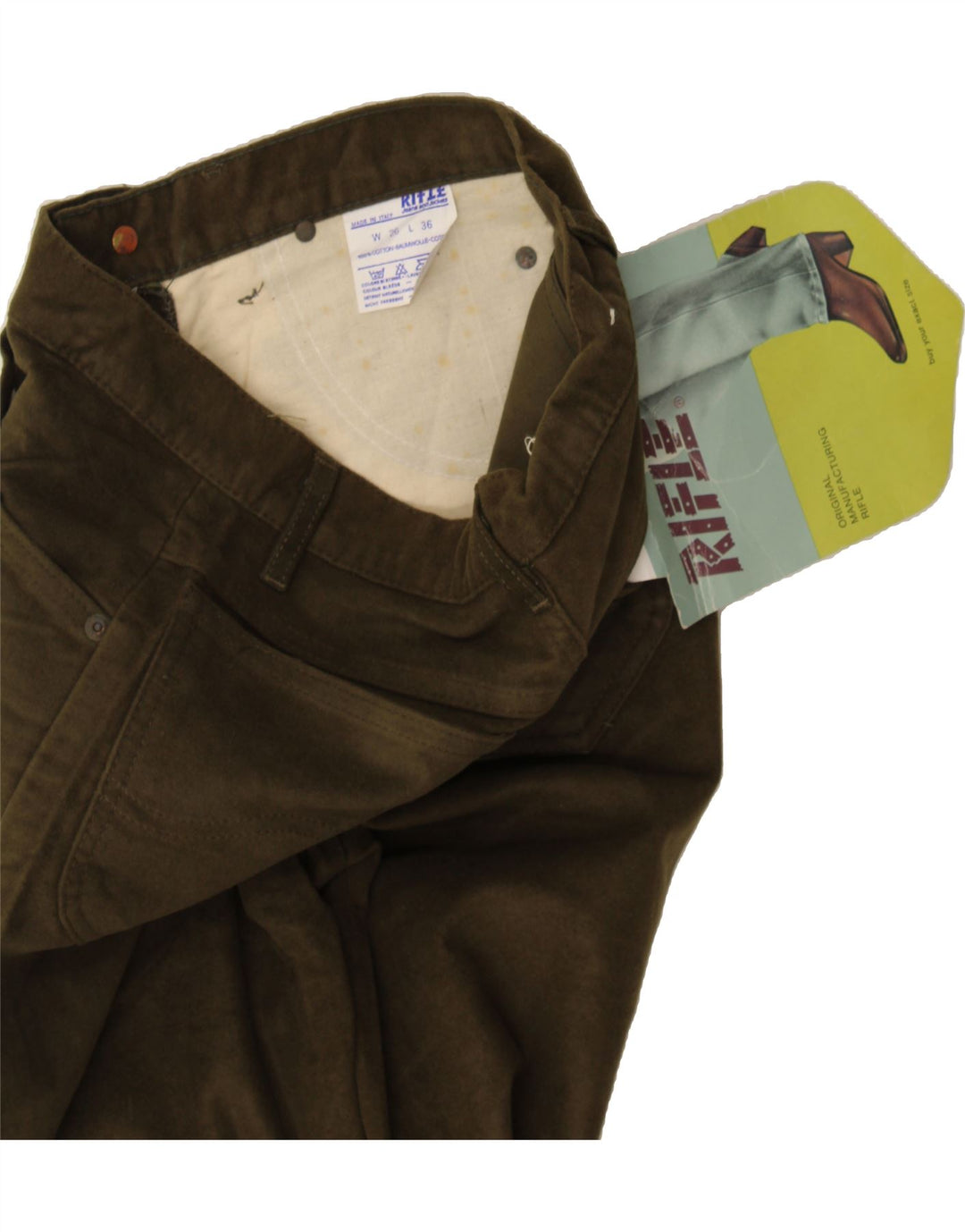 RIFLE Womens Slim Bootcut Casual Trousers W26 L36  Khaki Cotton Vintage Rifle and Second-Hand Rifle from Messina Hembry 