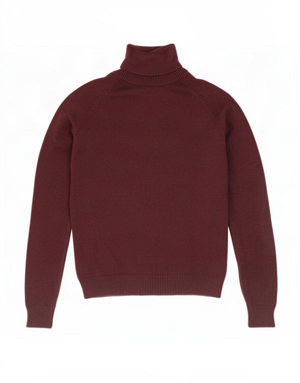 Zara Womens Roll Neck Jumper Sweater UK 8 Small Burgundy Cotton