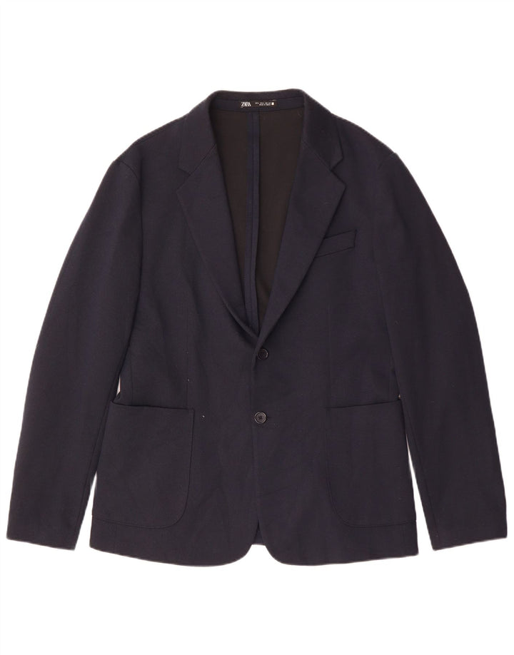 Jaqueta blazer masculina Zara com 2 botões Reino Unido 40 grande azul marinho