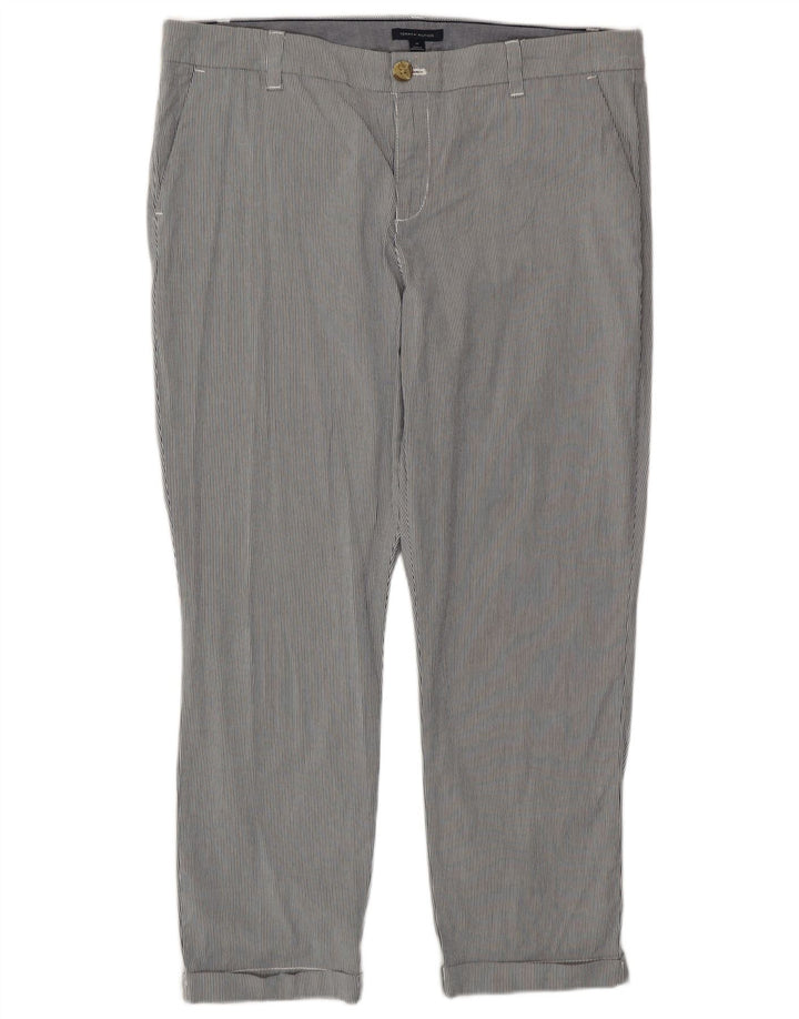 Calças Cropped Femininas Tommy Hilfiger EUA 14 XL W38 L26 Cinza Listrado