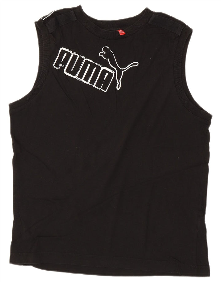 PUMA Mens Graphic Vest Top Grande Algodão Preto