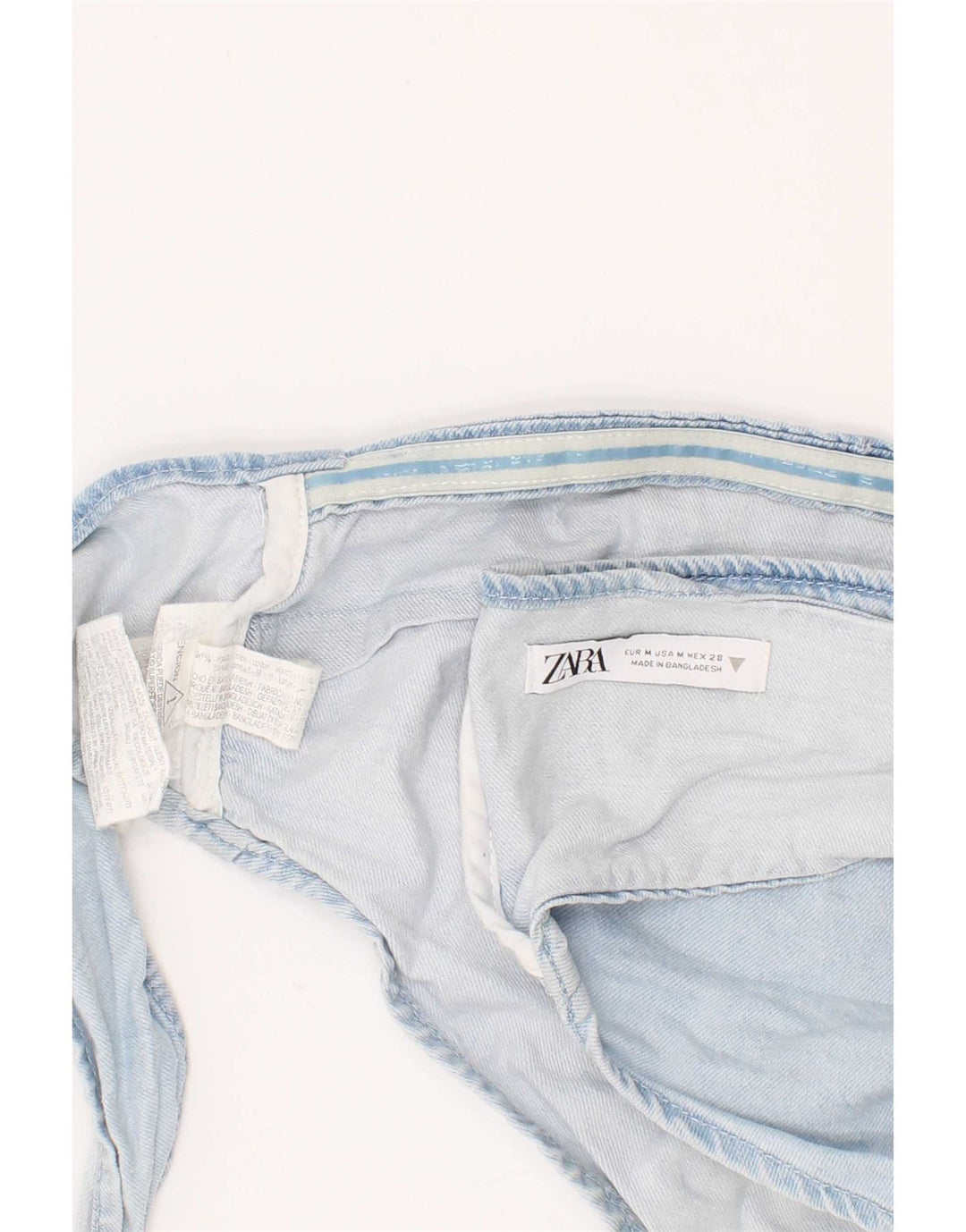 Zara Top feminino jeans curto azul médio algodão