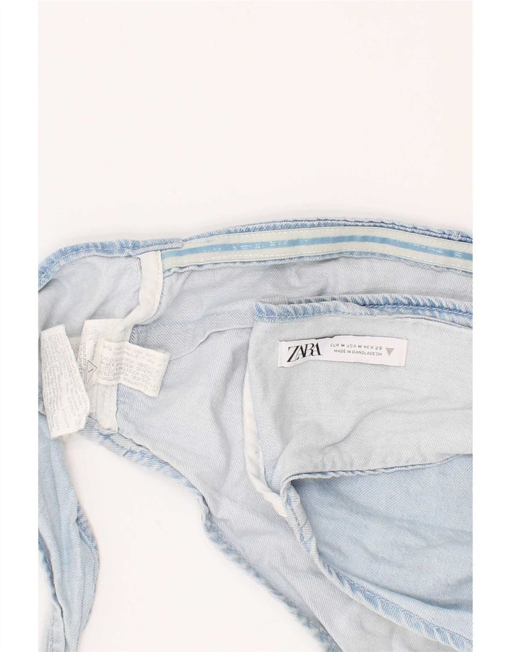 Zara Top feminino jeans curto azul médio algodão