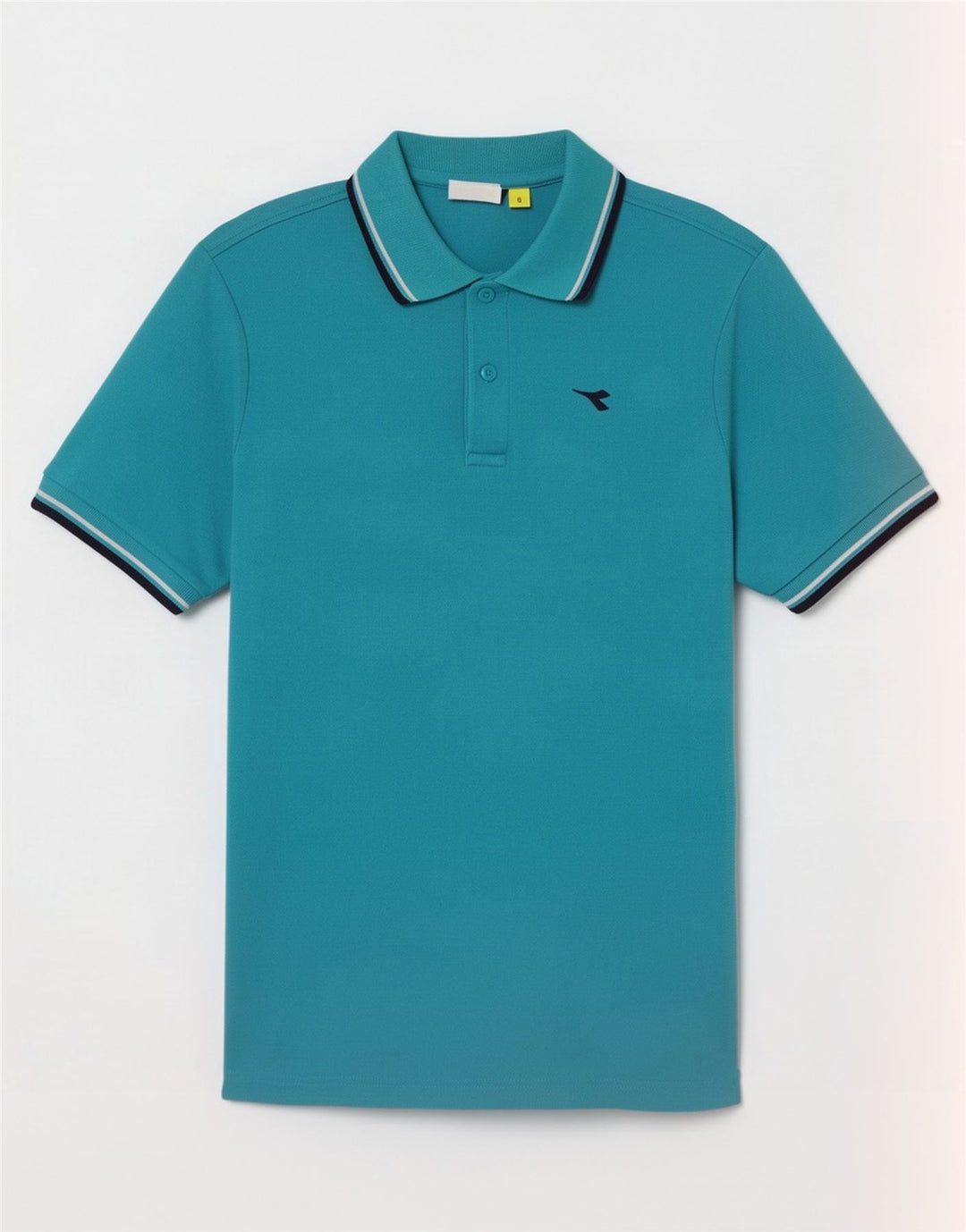 Camisa polo masculina Diadora pequena listrada turquesa