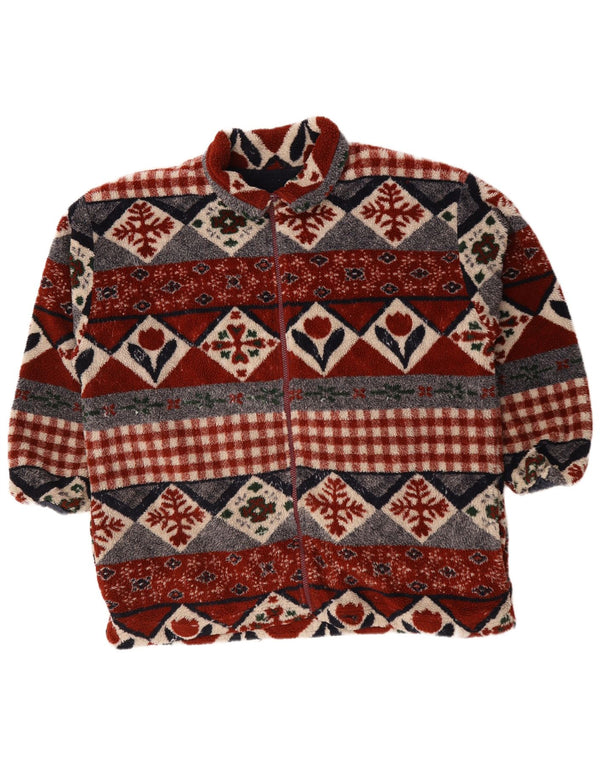Jaqueta de lã masculina vintage UK 44 2XL geométrica multicolorida