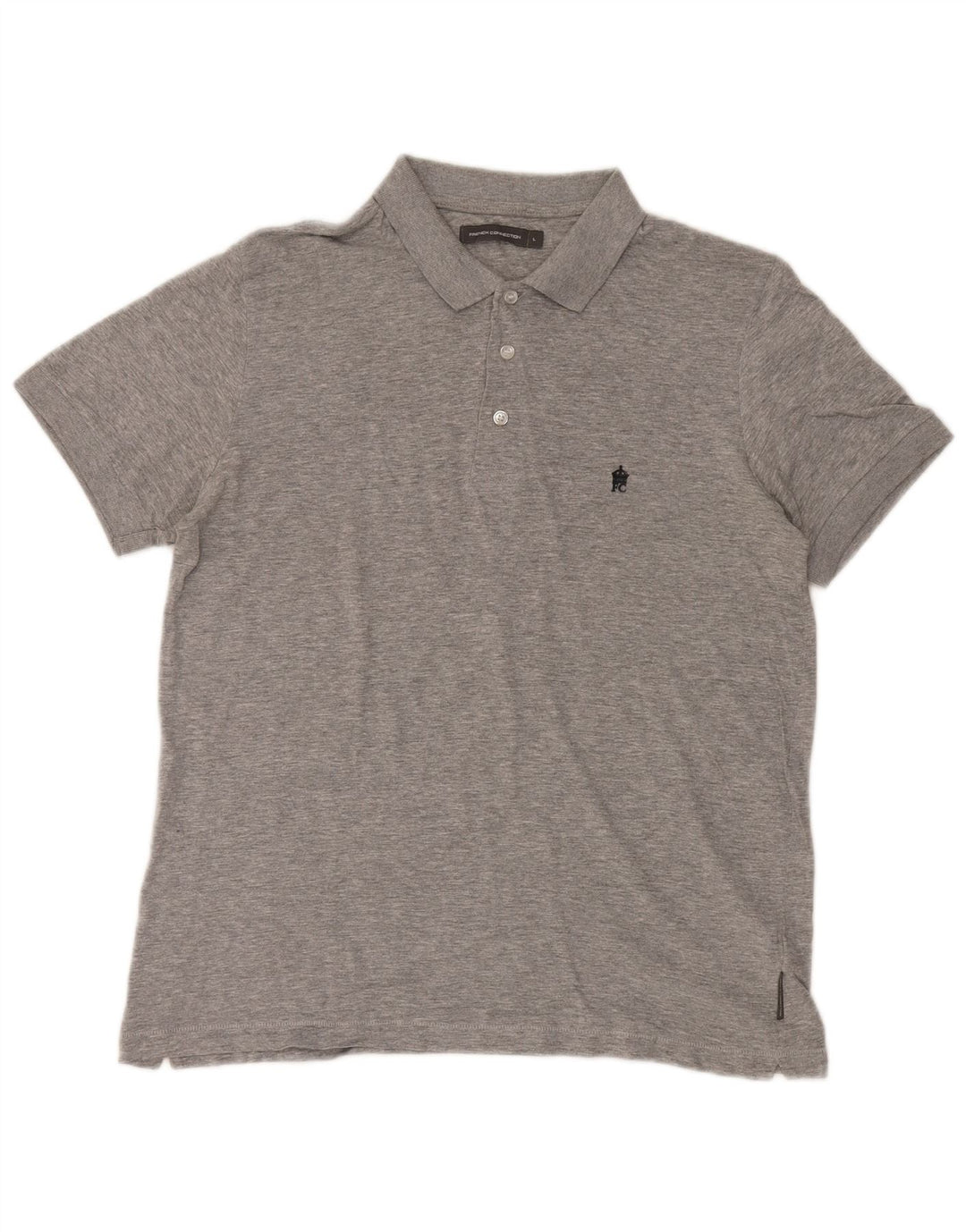 Camisa polo masculina French Connection grande algodão manchado cinza