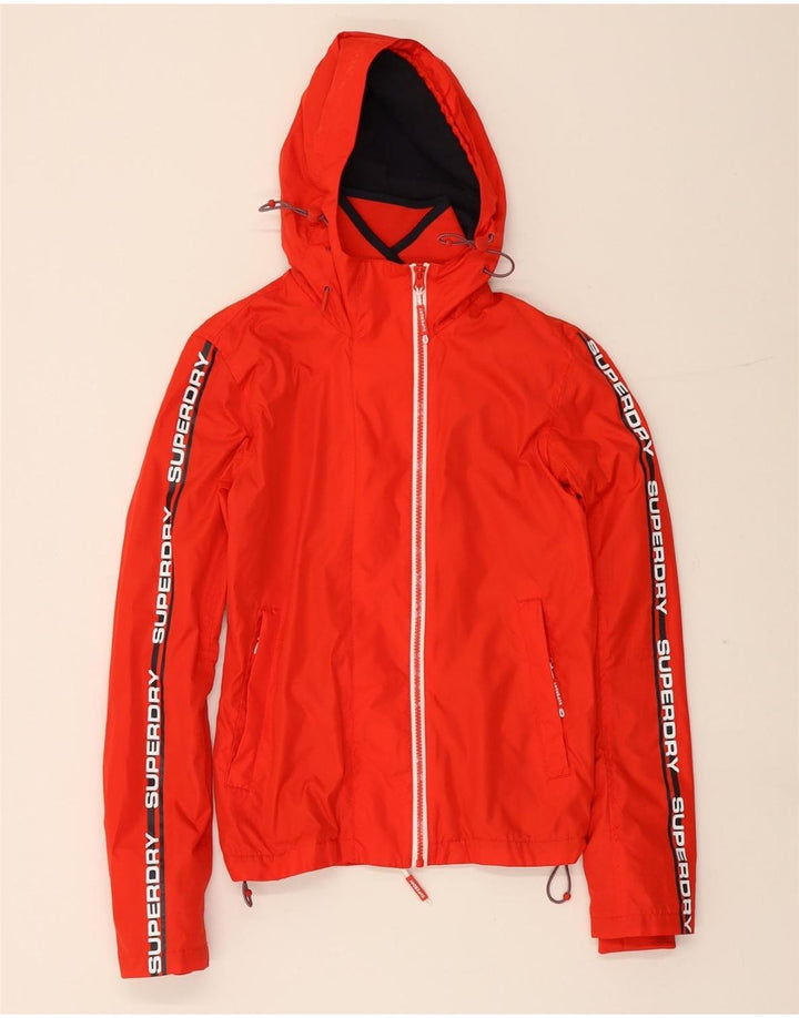 Jaqueta de chuva feminina com capuz gráfico SUPERDRY UK 6 XS poliéster vermelho