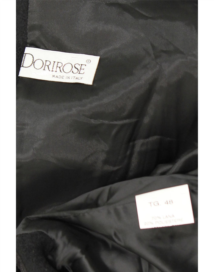 Sobretudo feminino VINTAGE com capuz IT 48 XL lã preta