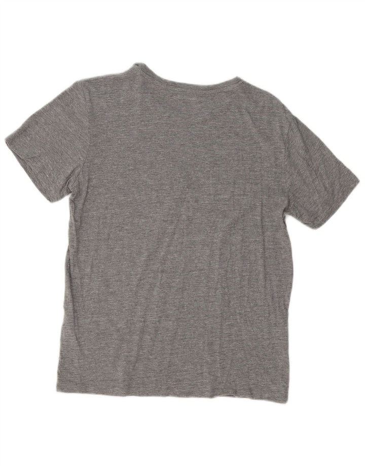 Camiseta masculina gráfica Jack & Jones Top algodão manchado cinza médio
