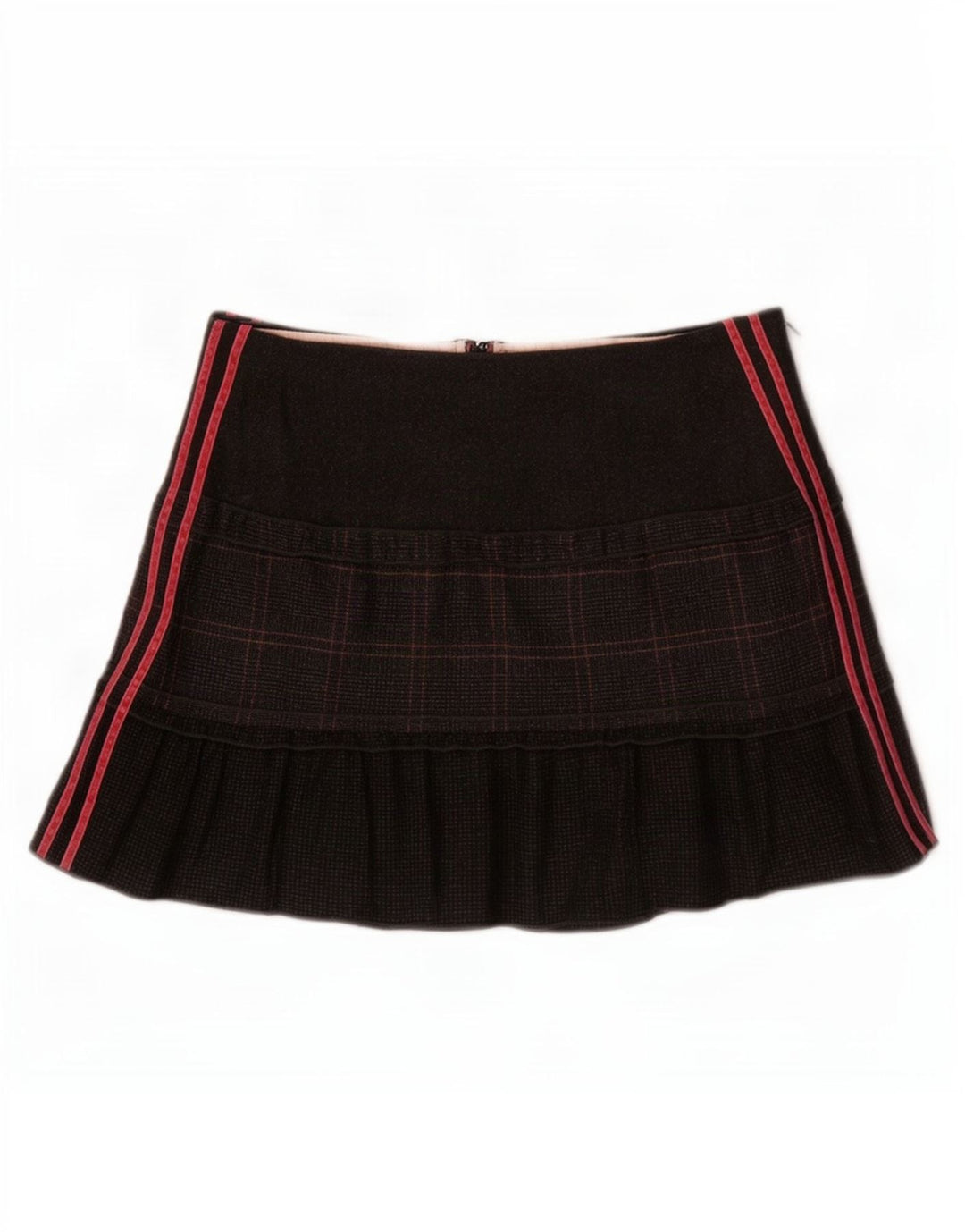 Mini saia feminina Benetton IT 44 médio W30 lã virgem xadrez cinza
