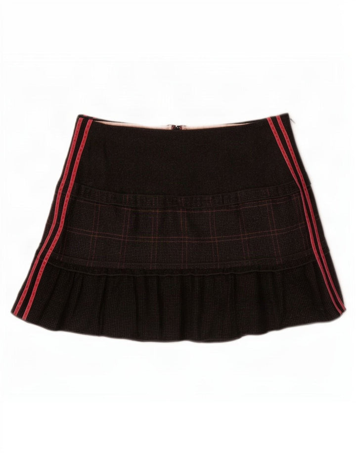 Mini saia feminina Benetton IT 44 médio W30 lã virgem xadrez cinza