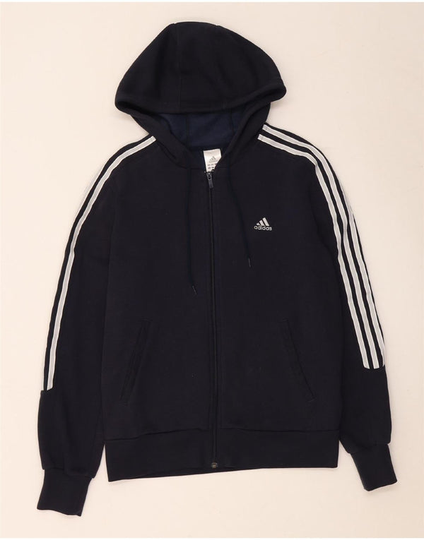ADIDAS Womens Zip Hoodie Sweater UK 18 XL  Navy Blue Cotton