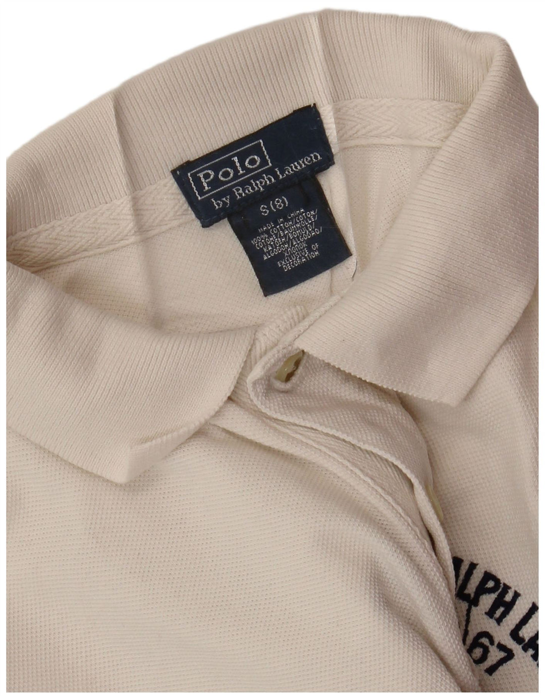 POLO RALPH LAUREN Camisa polo masculina gráfica 7-8 anos pequena algodão branco