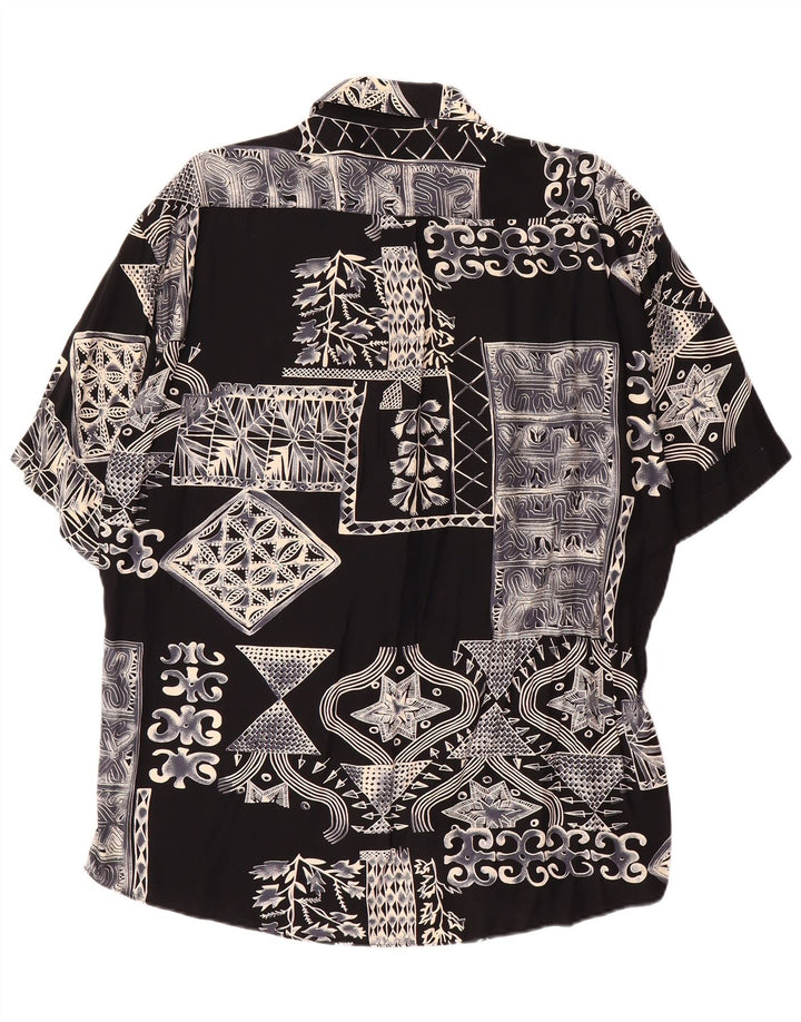 Tipo'S Camisa Masculina Manga Curta Grande Geométrica Preta