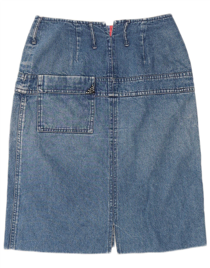 Saia jeans feminina POP 84 IT 42 médio W28 algodão azul