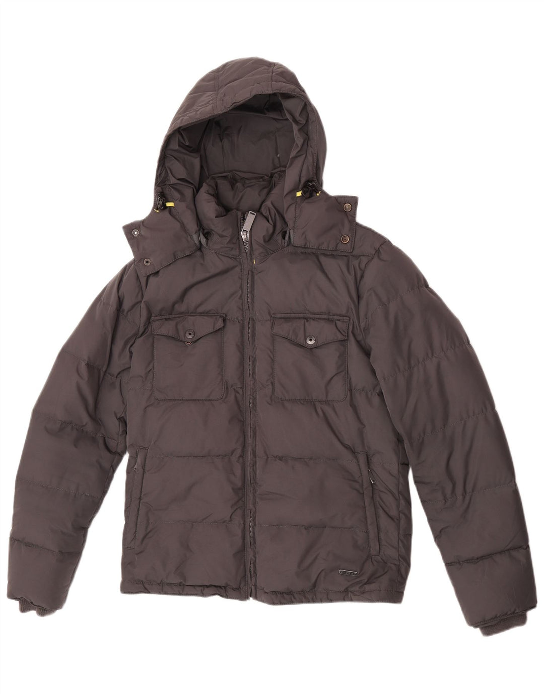 Jaqueta masculina Sisley acolchoada com capuz UK 36 poliéster cinza pequeno