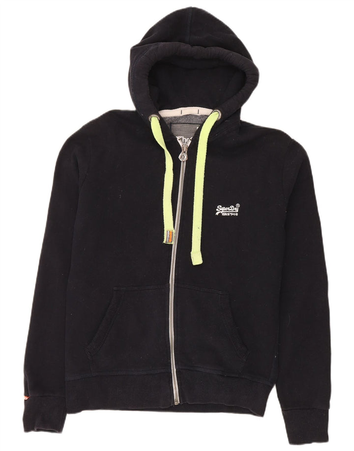 Suéter masculino Superdry com capuz e zíper médio algodão azul marinho