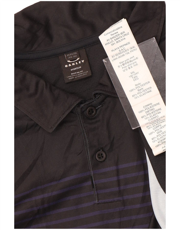 Camisa polo masculina Oakley 2XL poliéster listrado preto