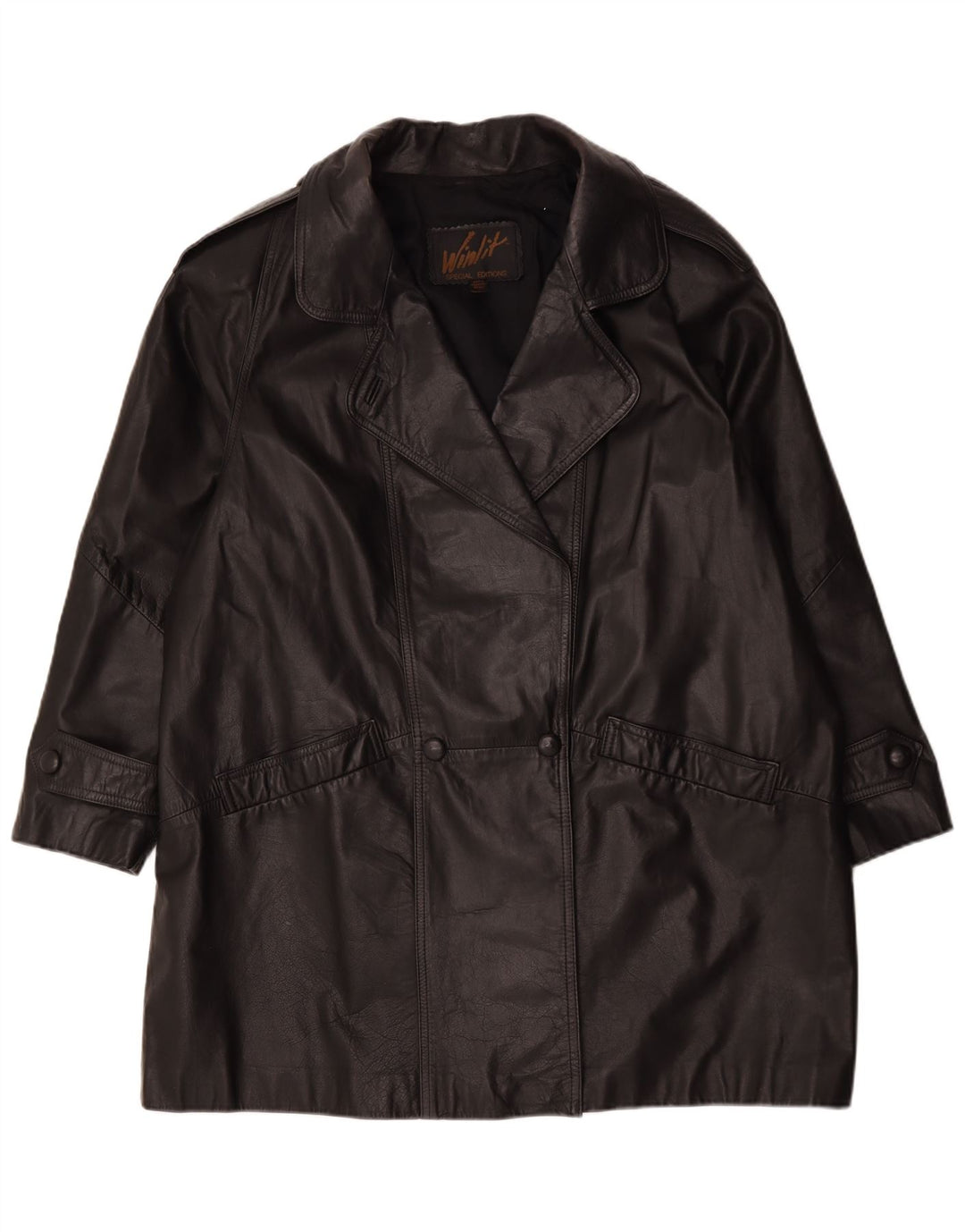 Casaco de couro vintage feminino grande Reino Unido 16 grande preto