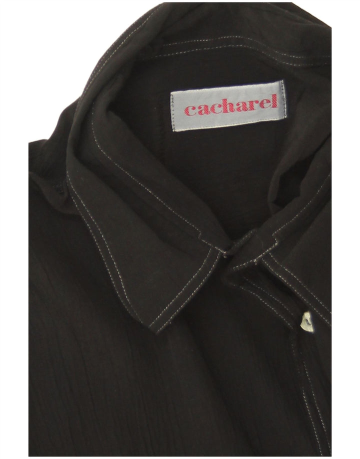 Cacharel Camisa masculina alta de manga curta XL preta