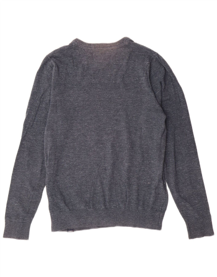 Suéter masculino Tommy Hilfiger com gola redonda, pequeno algodão azul marinho