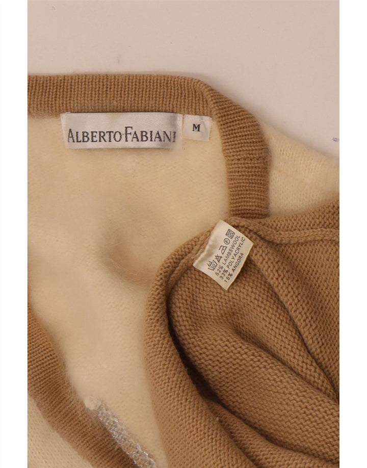 Suéter cardigã feminino Alberto Fabiani Longline Reino Unido 14 marrom médio