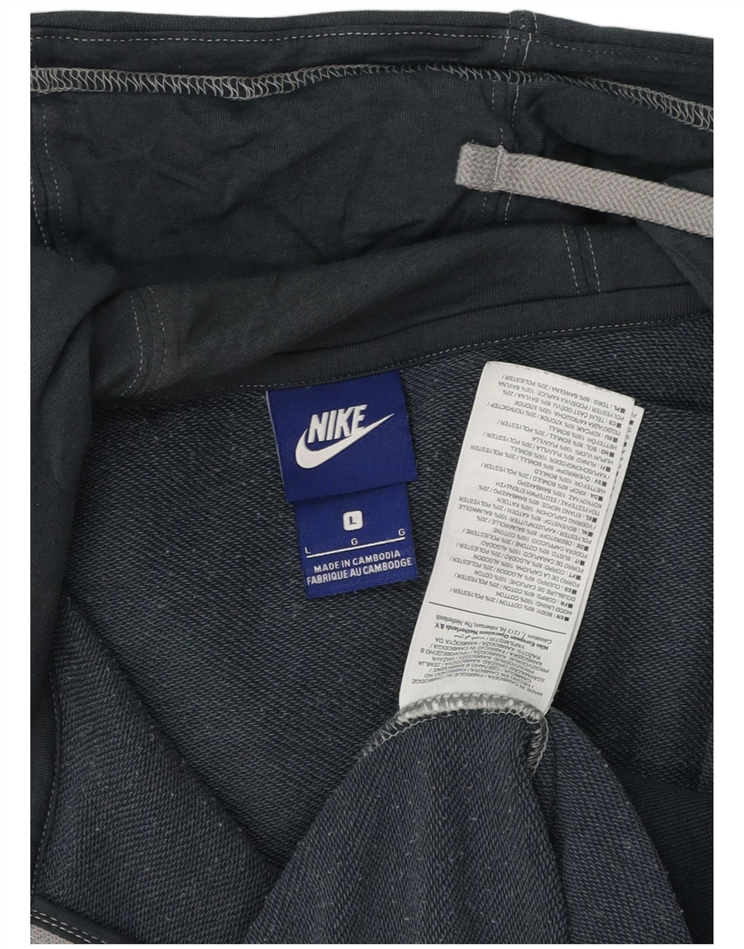 Suéter masculino Nike com capuz e zíper grande algodão azul marinho