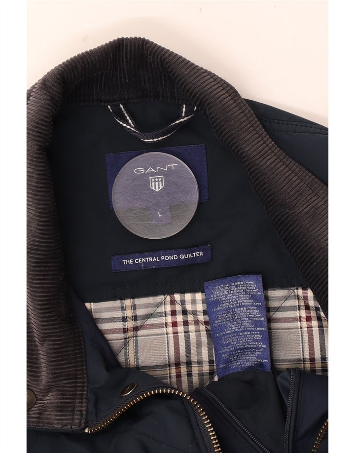 Jaqueta acolchoada masculina Gant UK 40 grande poliéster azul marinho