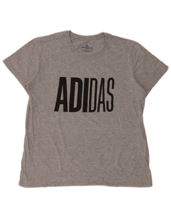 Adidas Camiseta Feminina Graphic Top UK 18 XL Cinza Flecked Algodão