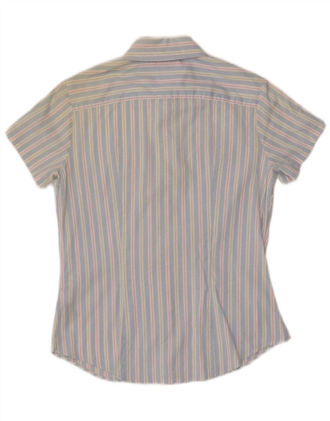 Camisa feminina de manga curta TOMMY HILFIGER EUA 6 algodão listrado azul médio