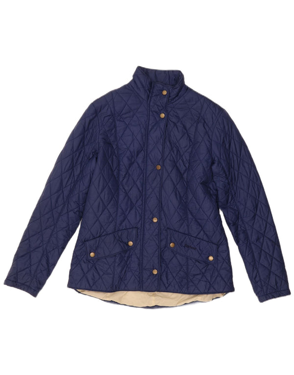 Jaqueta acolchoada feminina Barbour UK 14 grande azul marinho poliamida