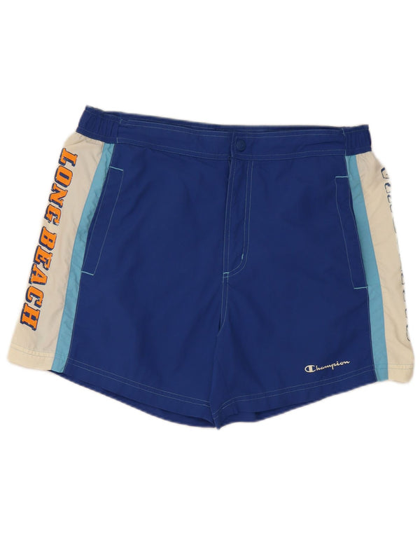 Shorts de natação masculino Champion Graphic grande azul colorido em nylon