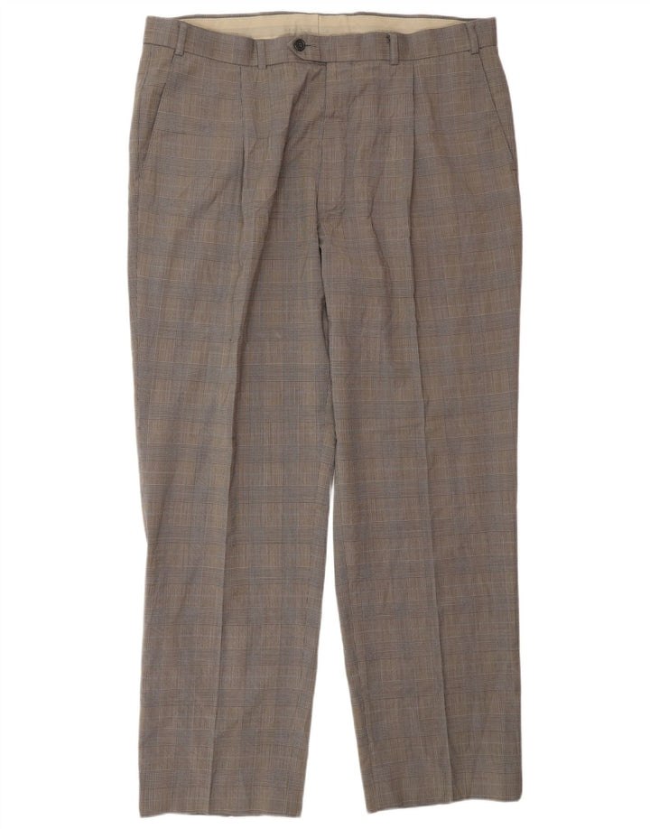 Calça masculina Marks & Spencer sob medida W38 L31 preta Houndstooth